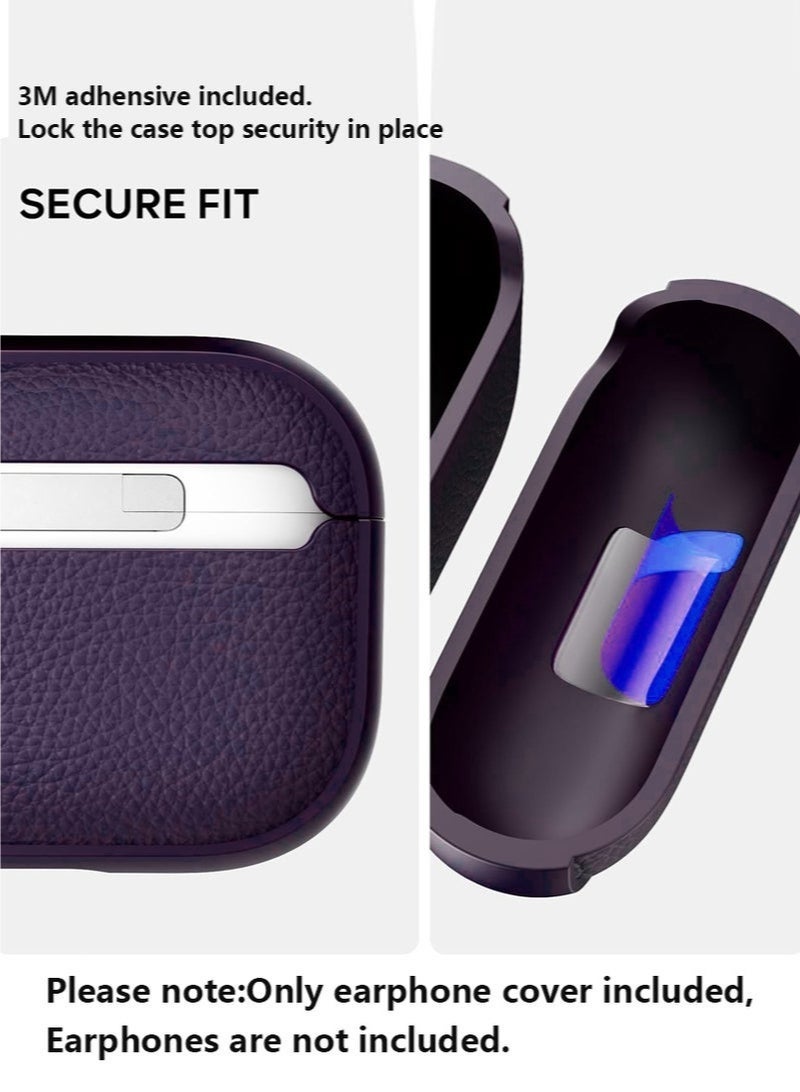 مستقبل نوفا حافظة لجهاز AirPods Pro الجيل الثالث، متوافقة مع AirPods Pro الجيل الثالث (2025)، غطاء حماية من السقوط مع سلسلة مفاتيح، جلد صناعي ليتشي، حافظة TPU واقية مقاومة للصدمات (أرجواني غامق) - Image 3